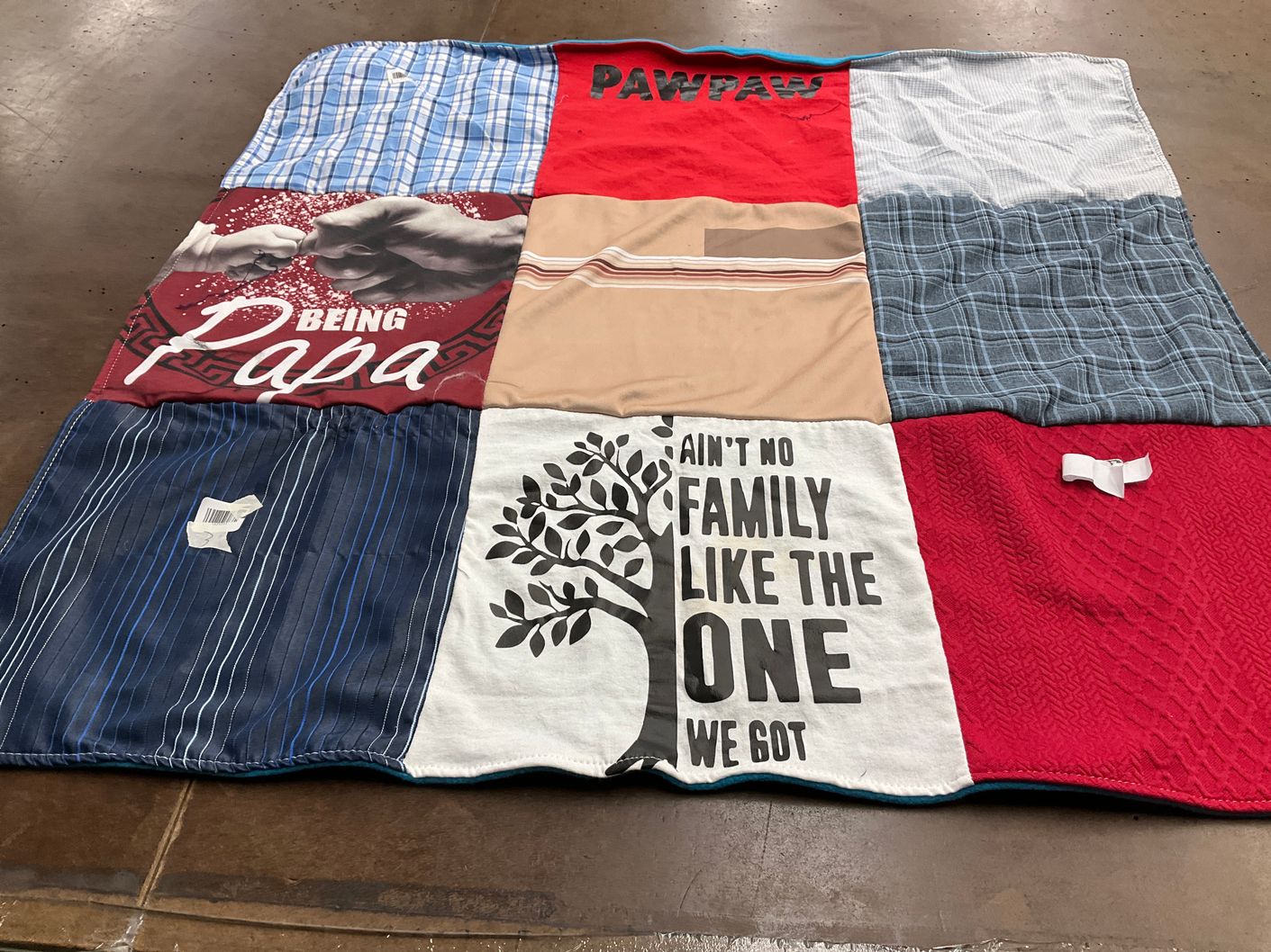 T-shirt quilt with family themes by kathy from TX