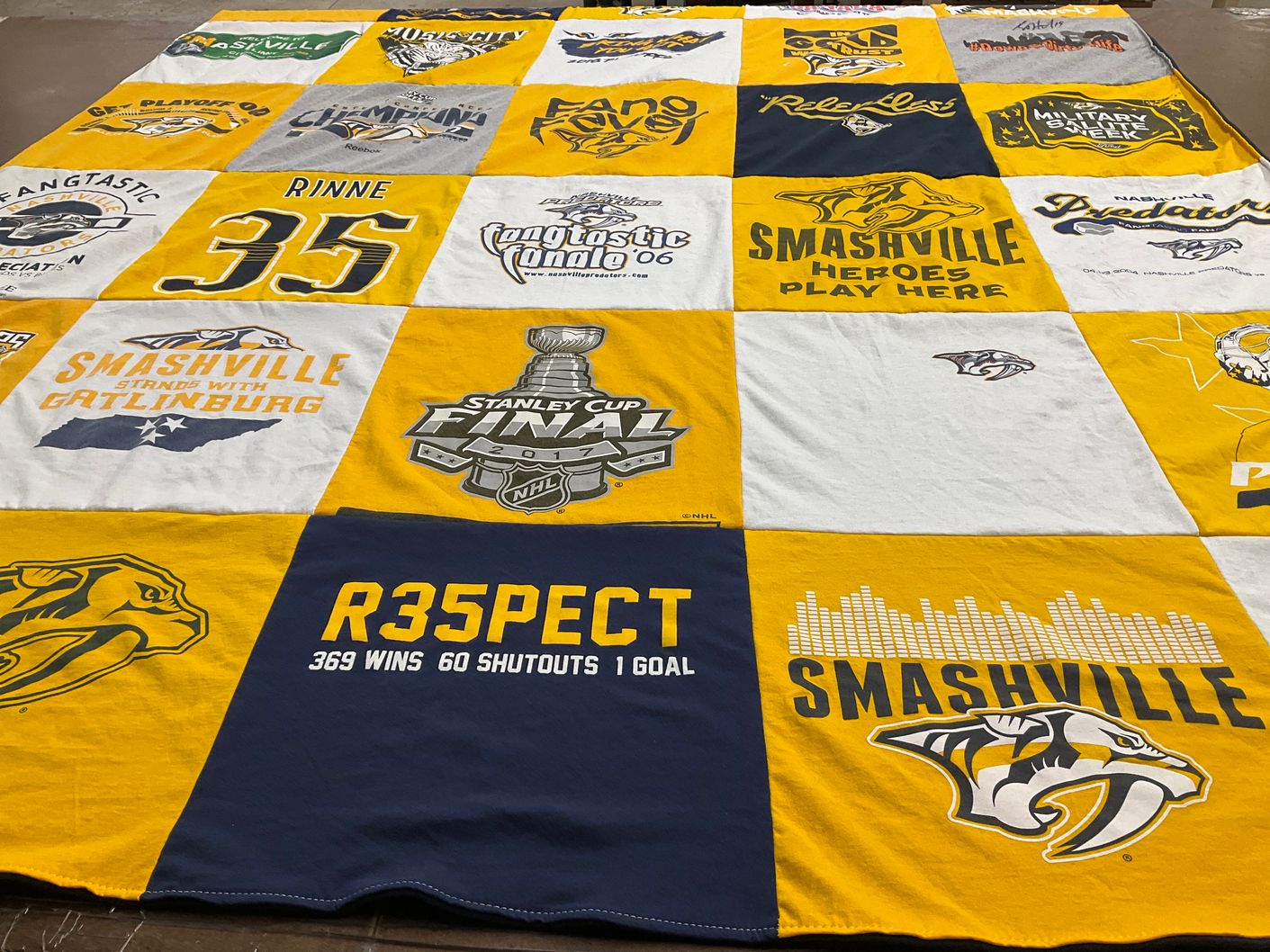 T-shirt quilt featuring nashville predators by Mary from TN