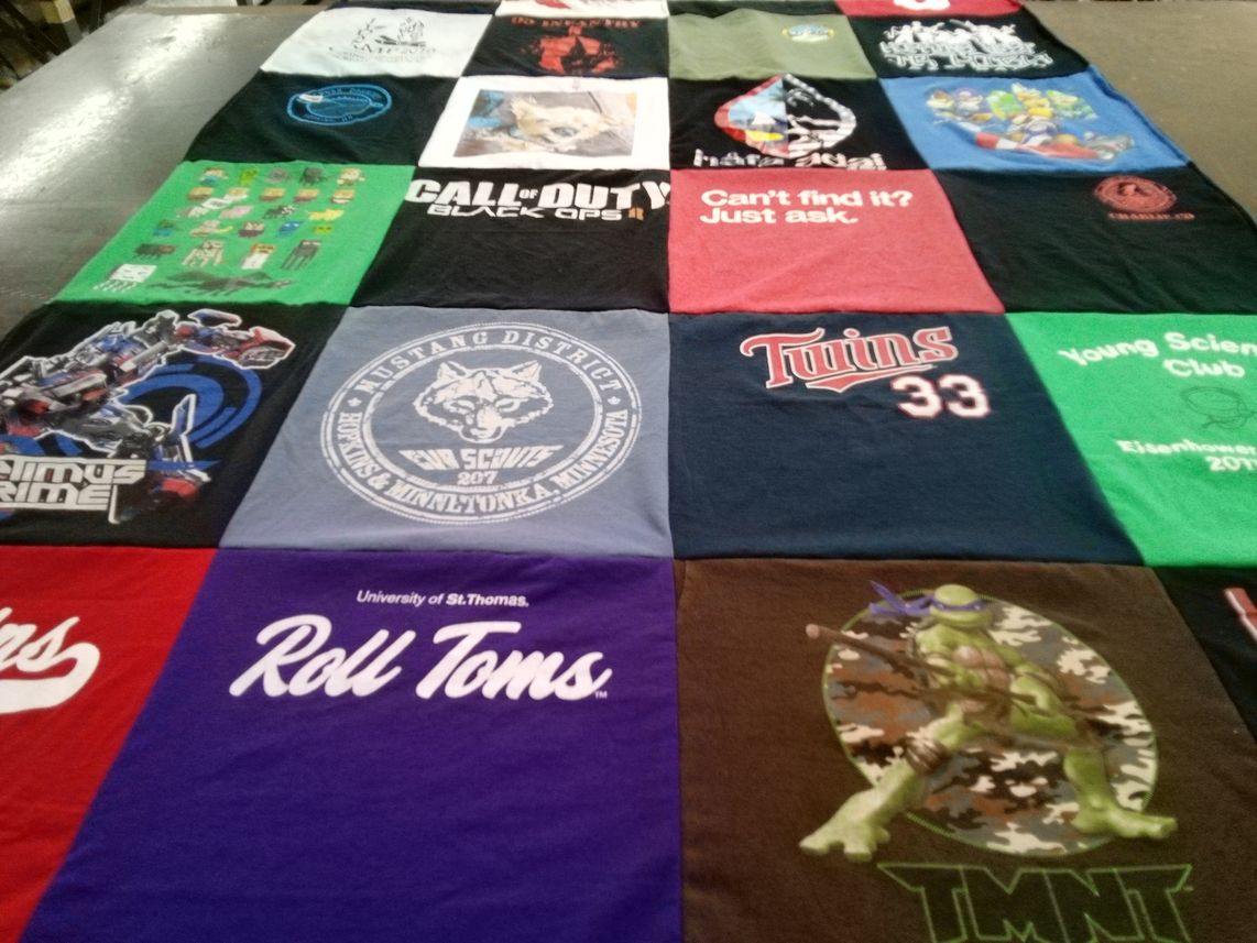 T-shirt quilt from university of st.thomas by Sheila from MN