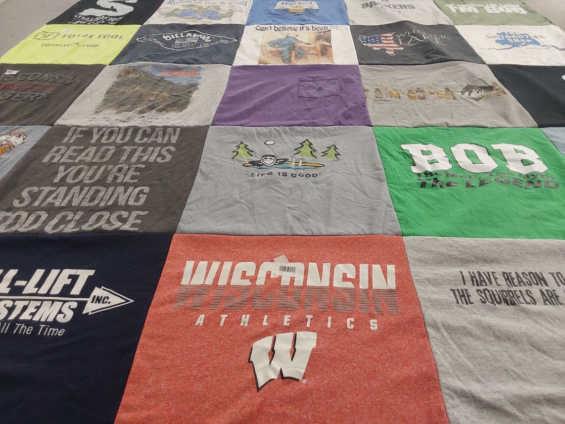 T-shirt quilt featuring wisconsin athletics by Robert from WI