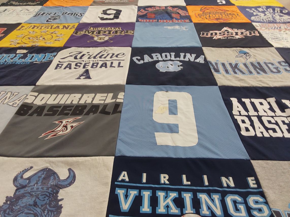 T-shirt quilt featuring airline vikings baseball by Barry from LA