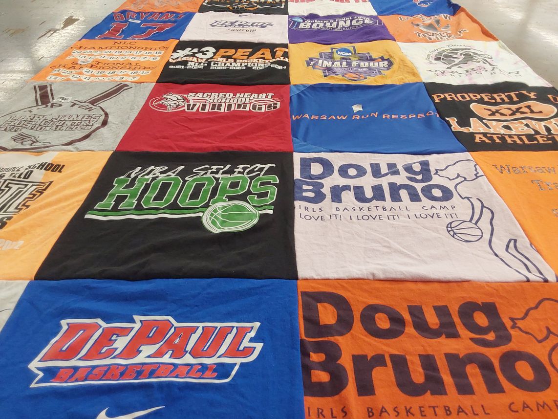 T-shirt quilt from depaul university, sacred heart school by Sammi from IN