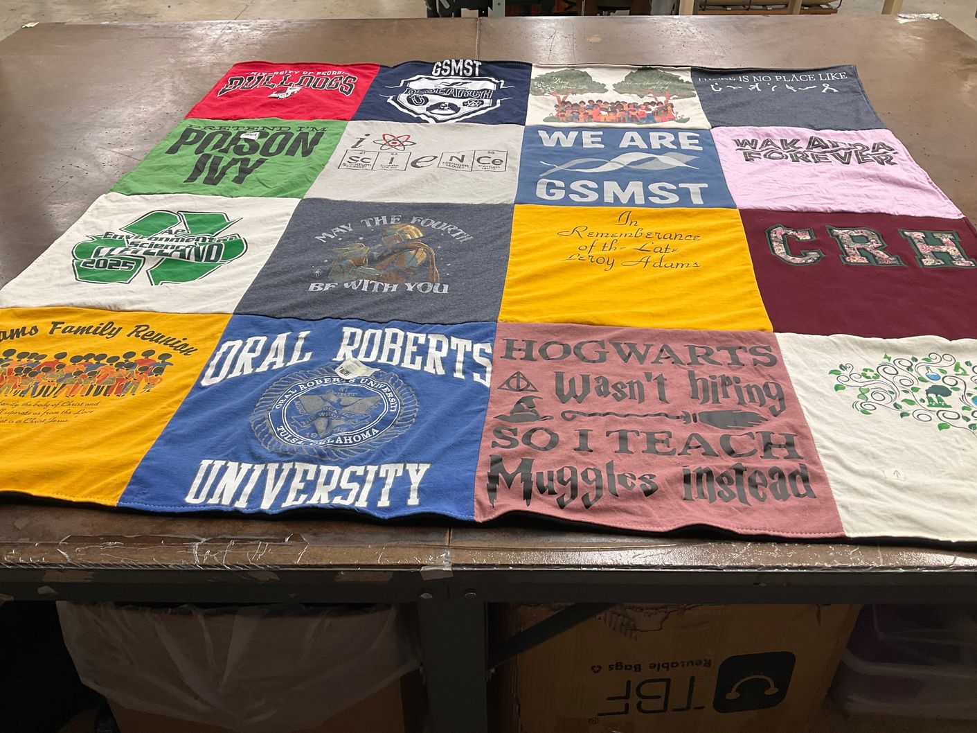 T-shirt quilt from oral roberts university by Rhonda from GA