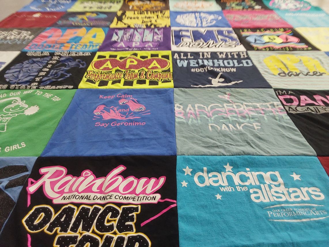 T-shirt quilt featuring apa dance team by Sara from WI