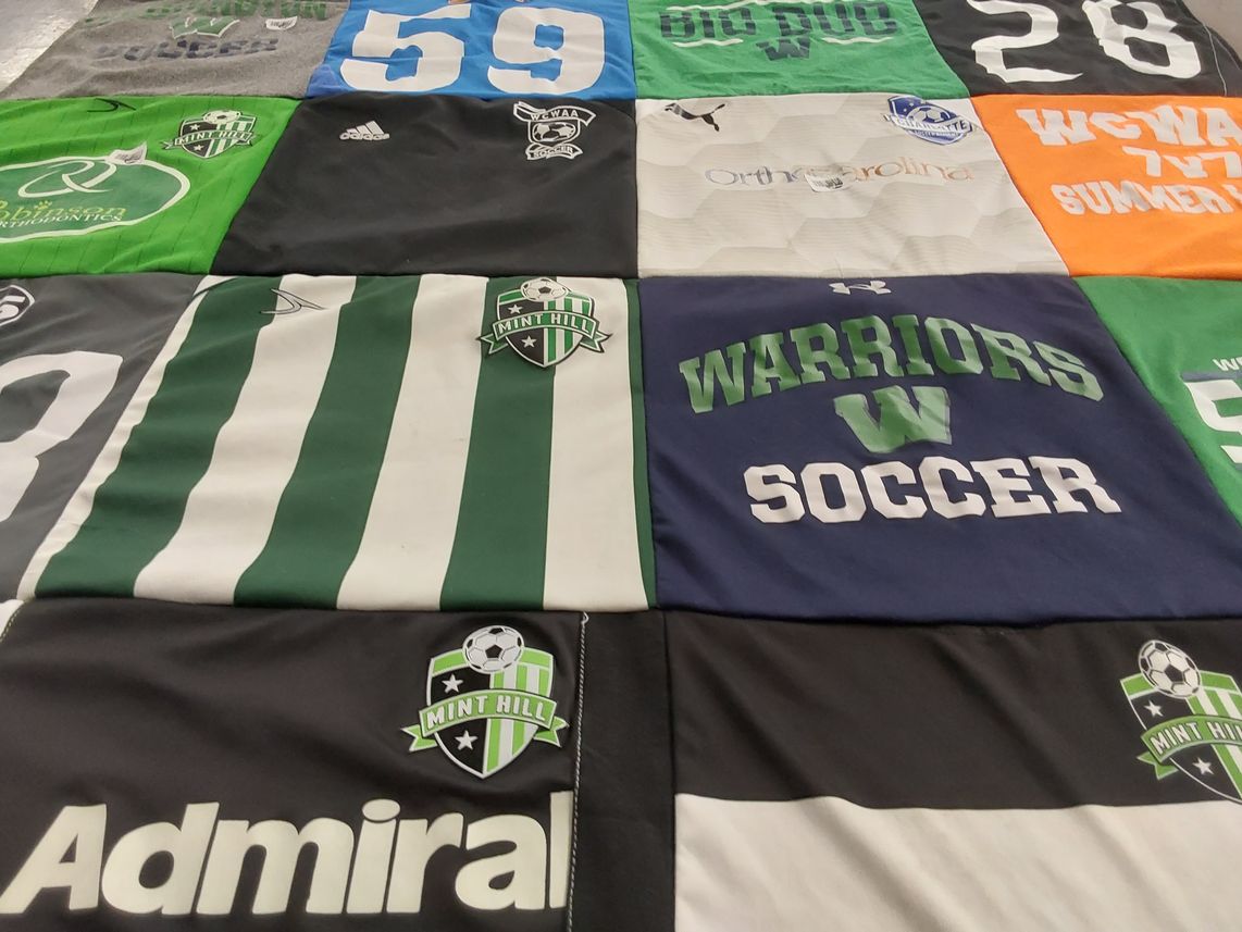 T-shirt quilt featuring mint hill soccer by Nydia from NC