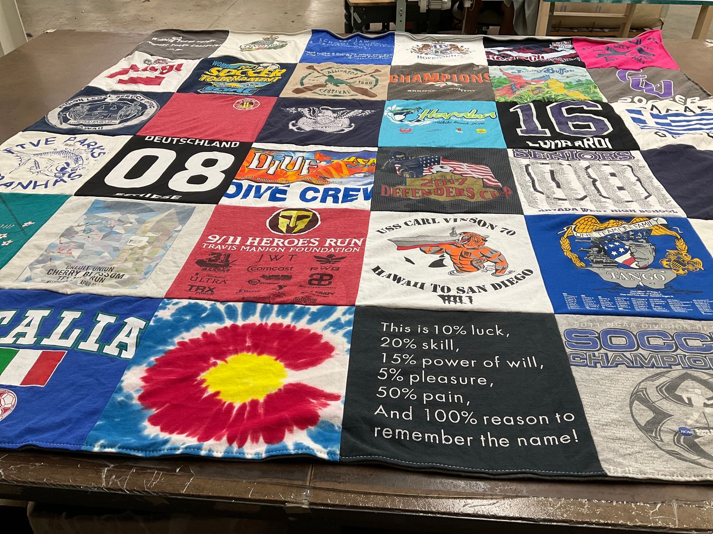 T-shirt quilt featuring carl vinson, lynard lard by Deana from CO