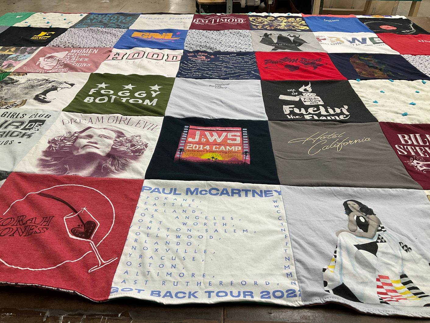 T-shirt quilt with music, theater themes by Adrienne from DC