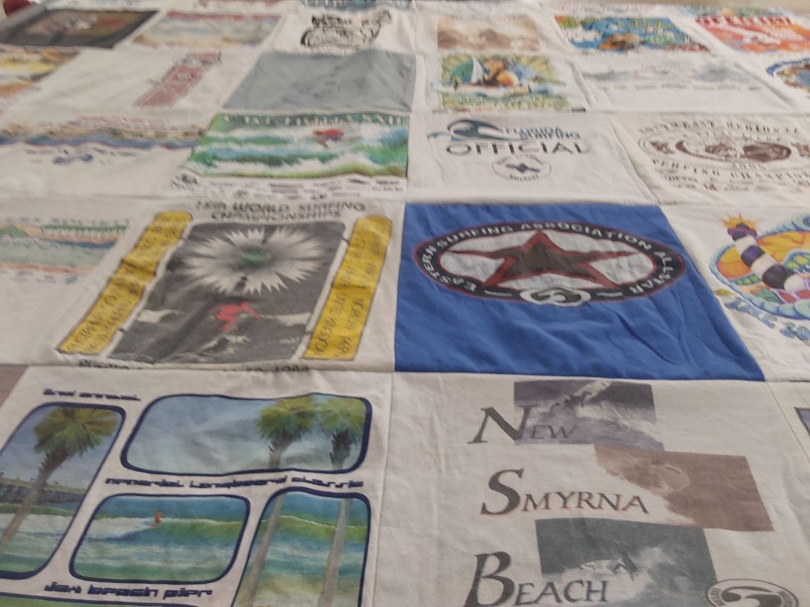 T-shirt quilt with surfing, beaches themes by Mitch from FL