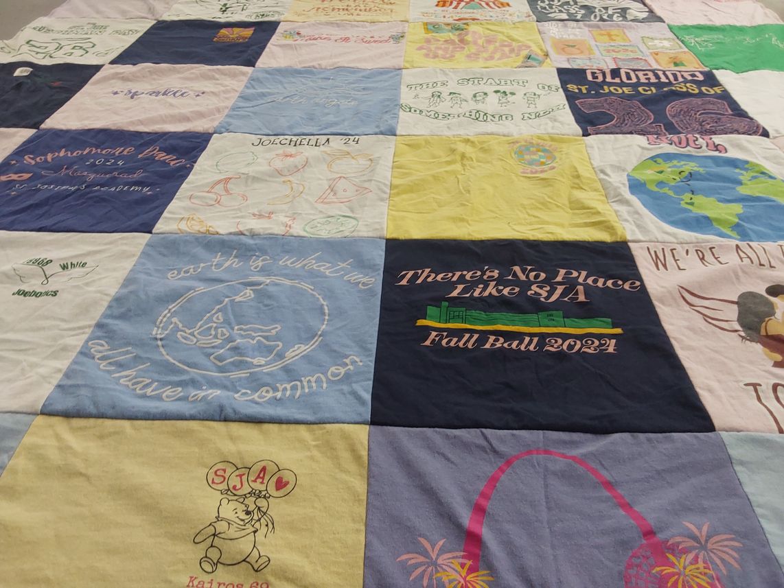 T-shirt quilt from st. joseph's academy by Chloe from MO