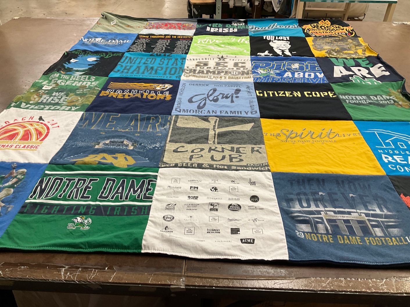 T-shirt quilt featuring notre dame fighting irish football by Charles from TN
