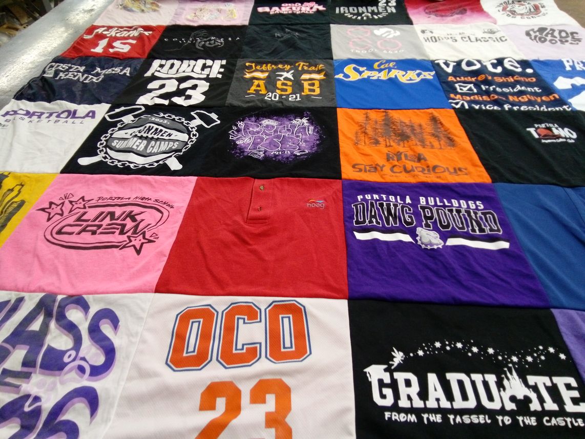 T-shirt quilt featuring purtola bulldogs by Sho from CA