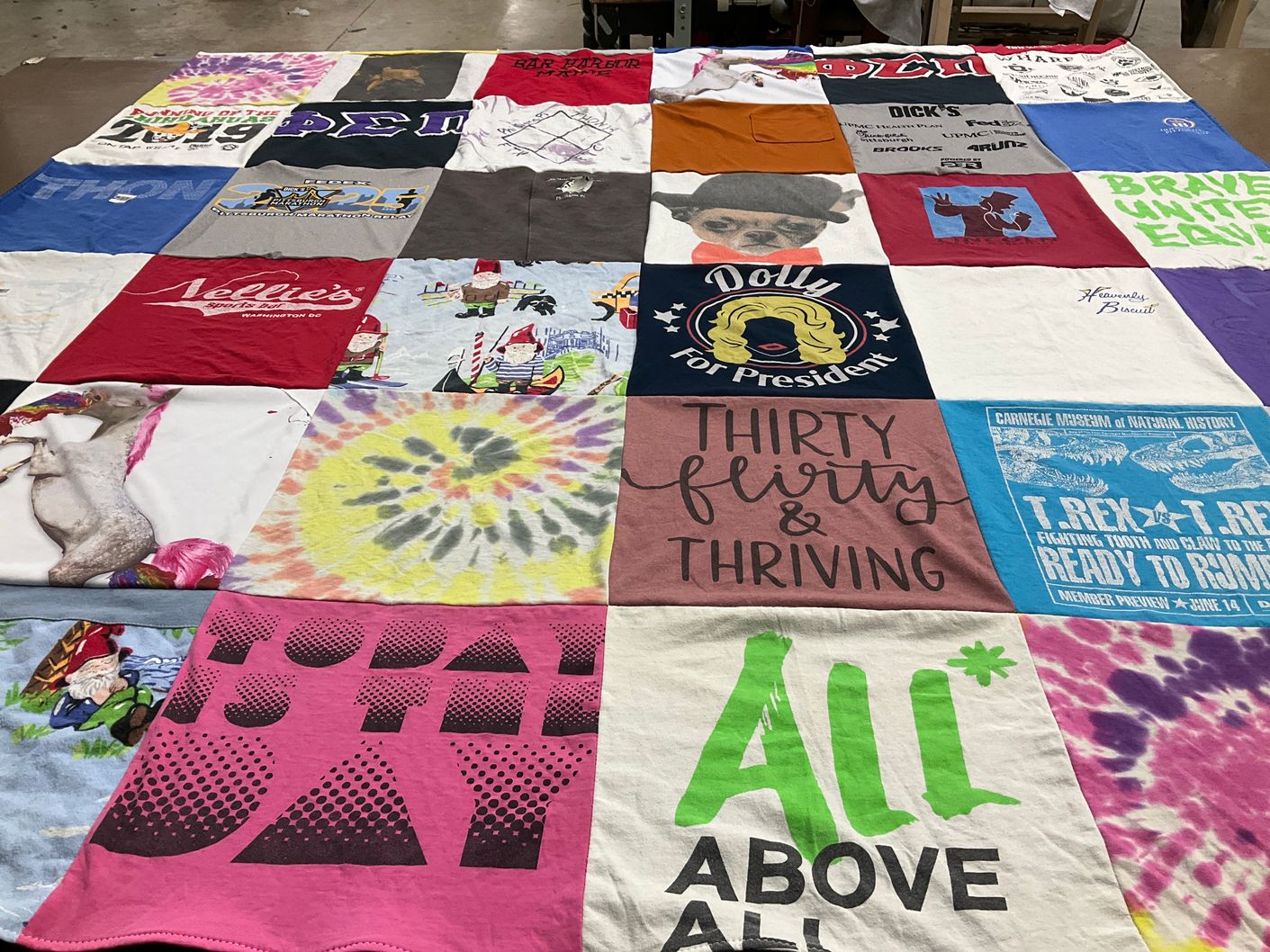 T-shirt quilt with presidential campaigns, history themes by Ann from DC