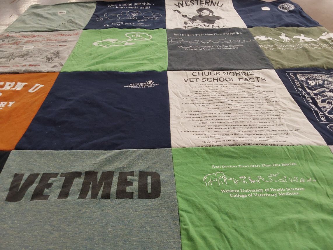 T-shirt quilt from western university of health sciences by Naomi from KS
