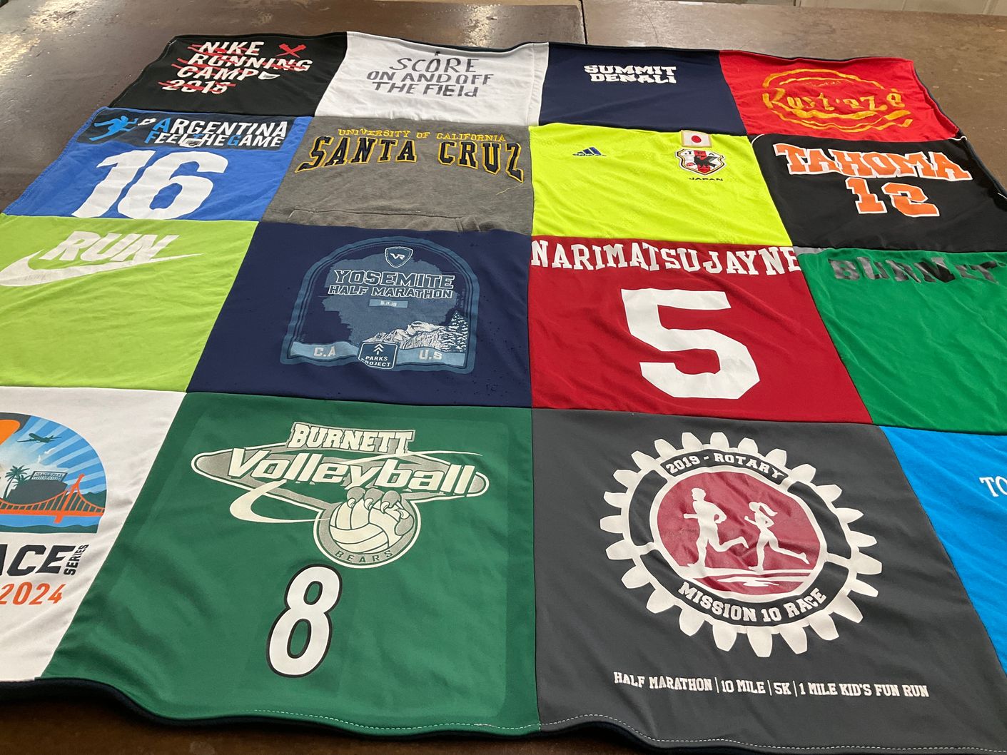 T-shirt quilt featuring burnett volleyball bears by Stephanie from CA