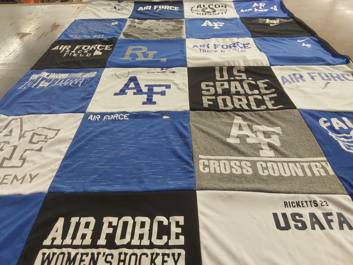 T-shirt quilt featuring air force women's hockey, air force cross country by Aaliyah from TX