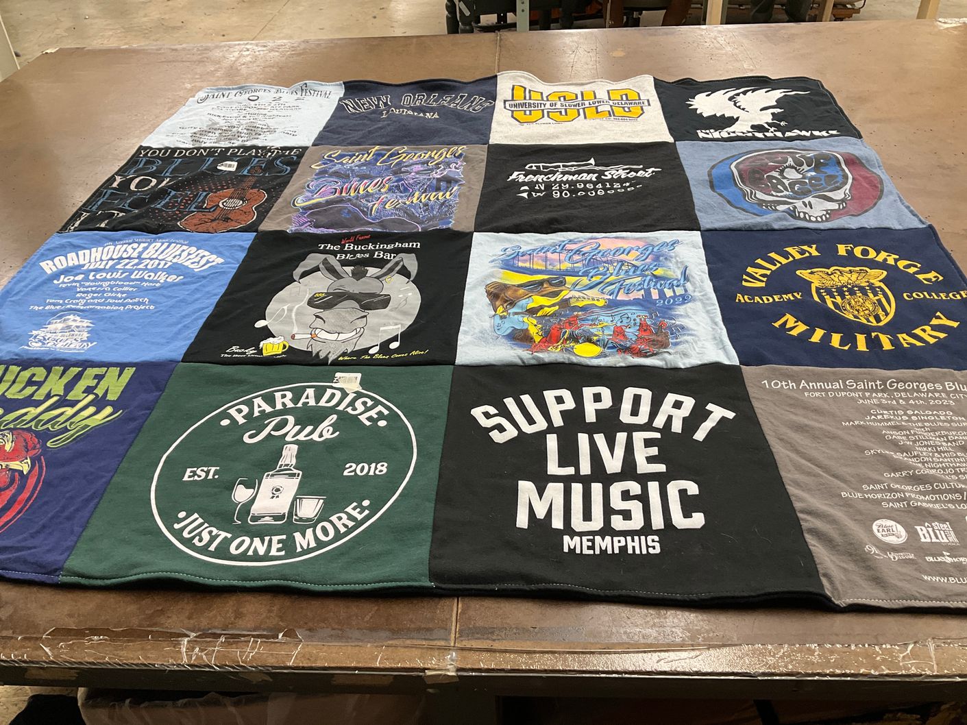 T-shirt quilt from valley forge academy military college by Jo from FL