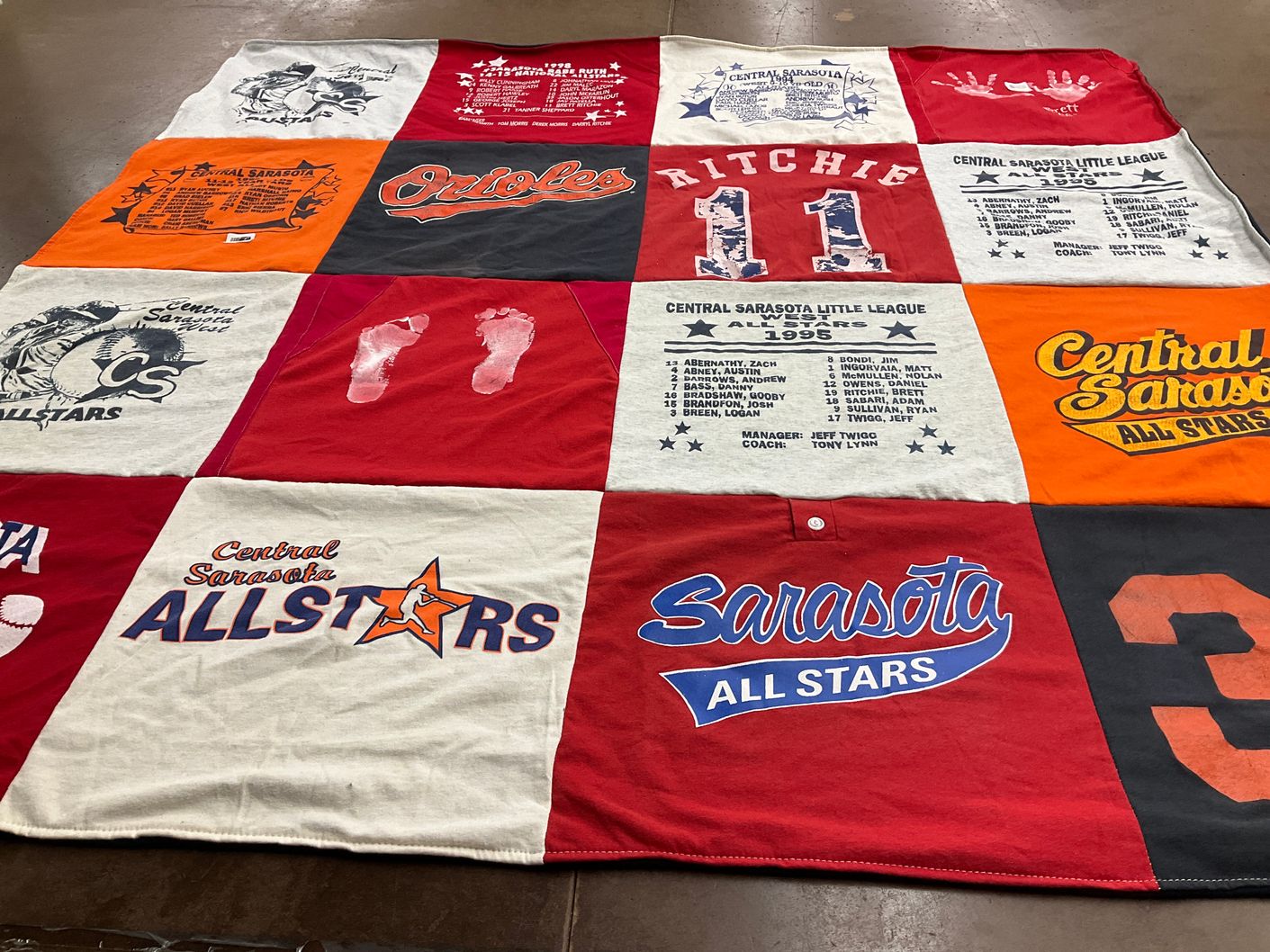 T-shirt quilt with little league, baseball themes by Debbie  from FL