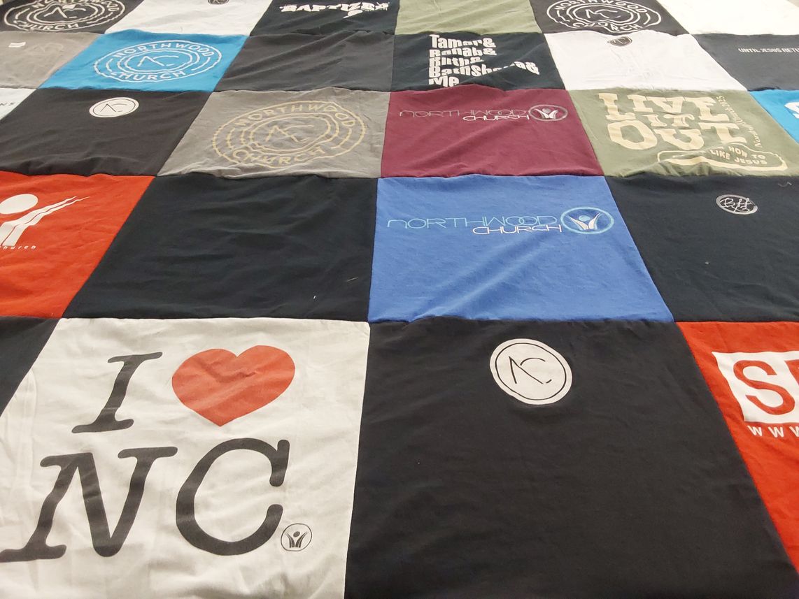 T-shirt quilt with community service, faith themes by Tara from MS
