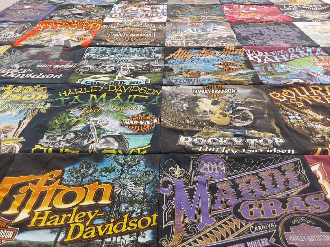 T-shirt quilt with motorcycles, harley-davidson culture themes by Terence from FL