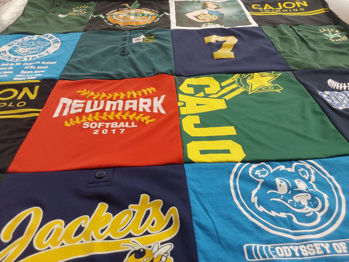 T-shirt quilt featuring cajon softball, cajon swimming by Norman from CA