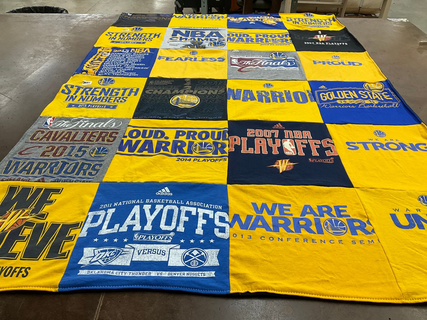 T-shirt quilt featuring golden state warriors by Melannie from CA