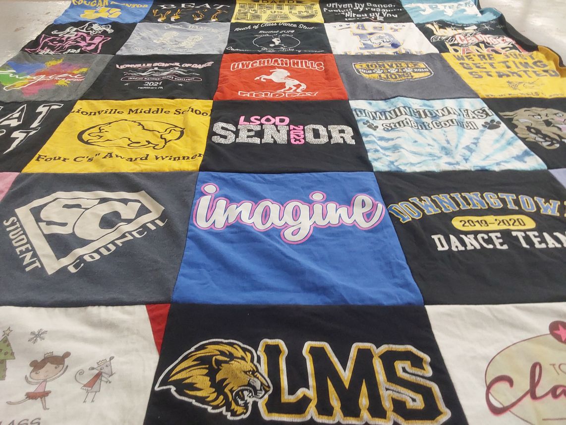 T-shirt quilt featuring downingtown dance team by Linda from PA