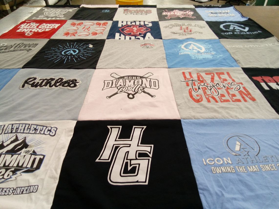 T-shirt quilt featuring hazel green trojans by Darcy from AL