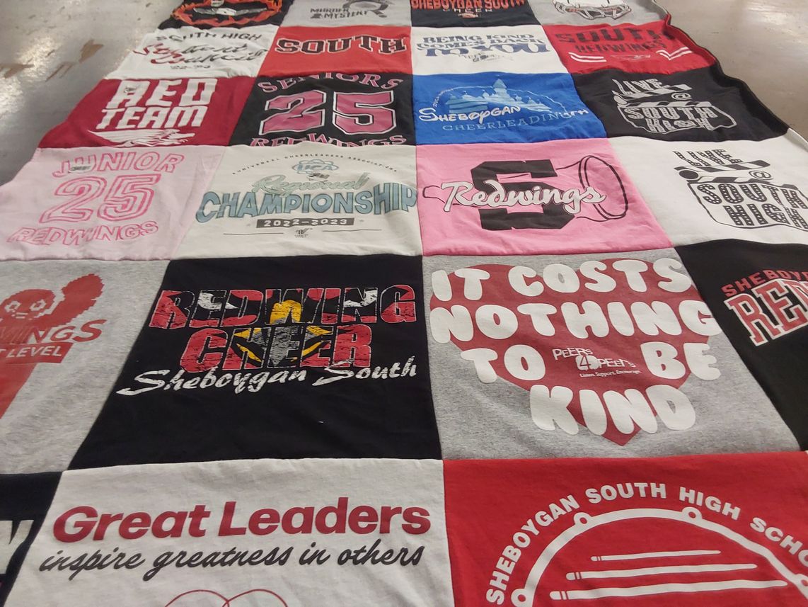 T-shirt quilt featuring redwings by Sandie from WI