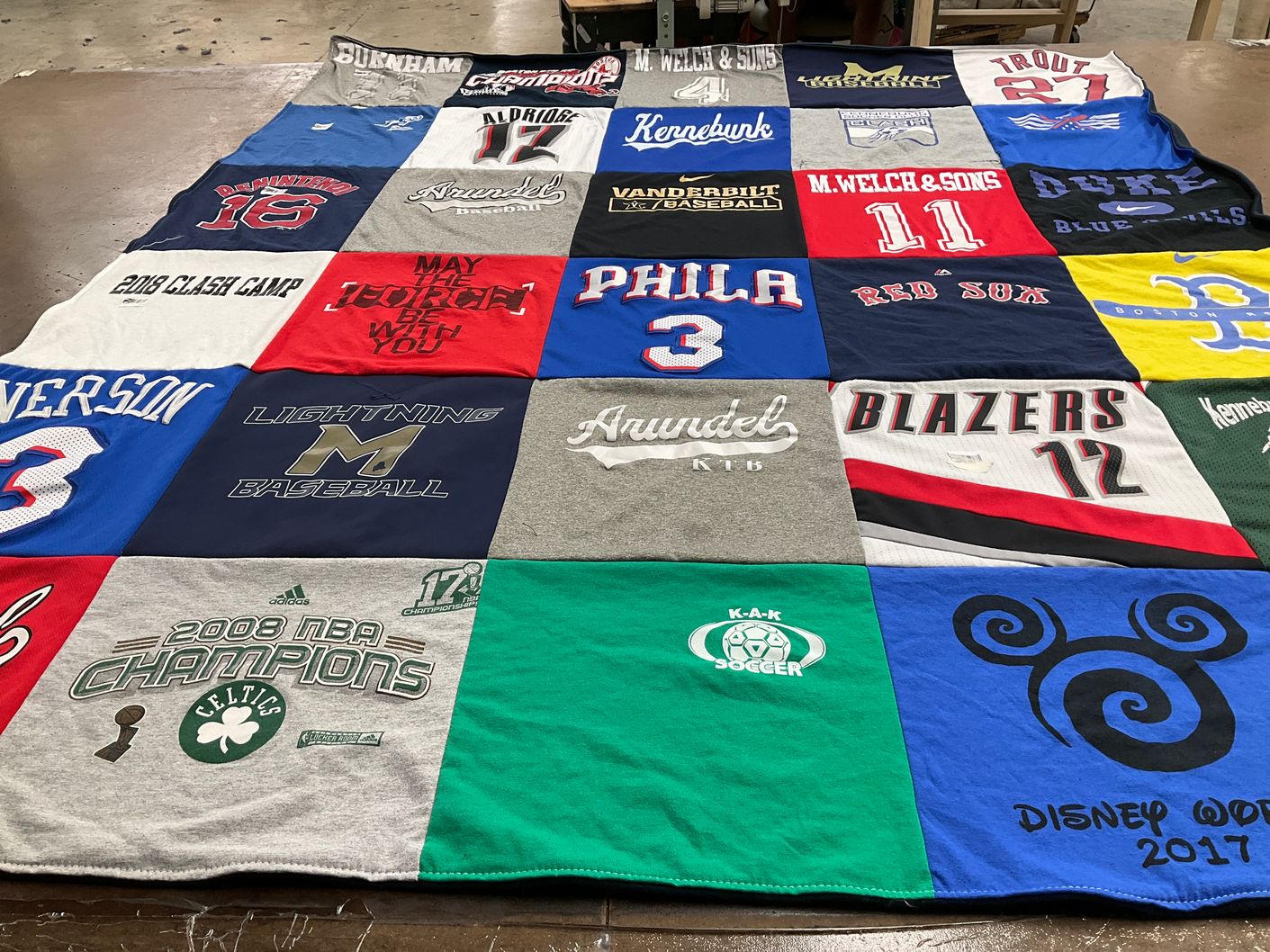 T-shirt quilt featuring boston celtics, portland blazers by Sarah from ME