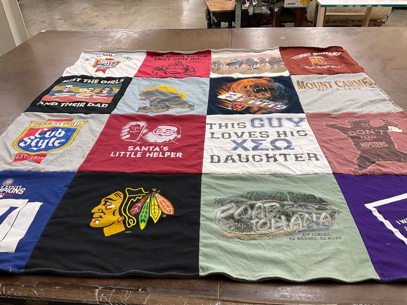 T-shirt quilt featuring chicago blackhawks, chicago cubs by Sandra from IL