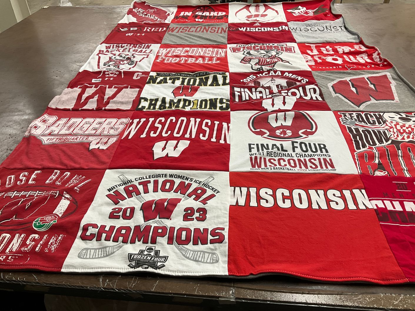 T-shirt quilt featuring wisconsin badgers by Morgan from WI
