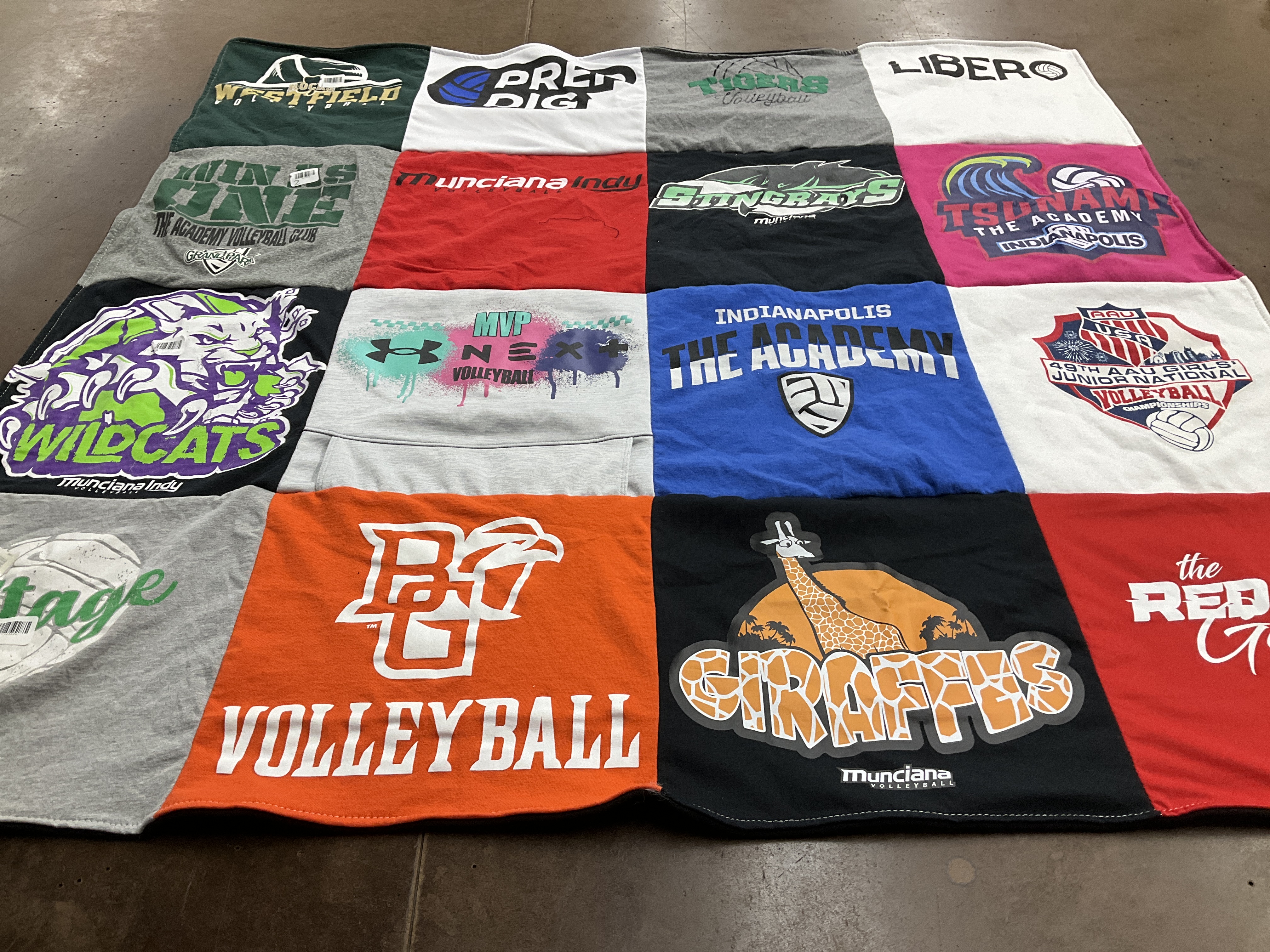 T-shirt quilt featuring munciana volleyball by Nicole from IN