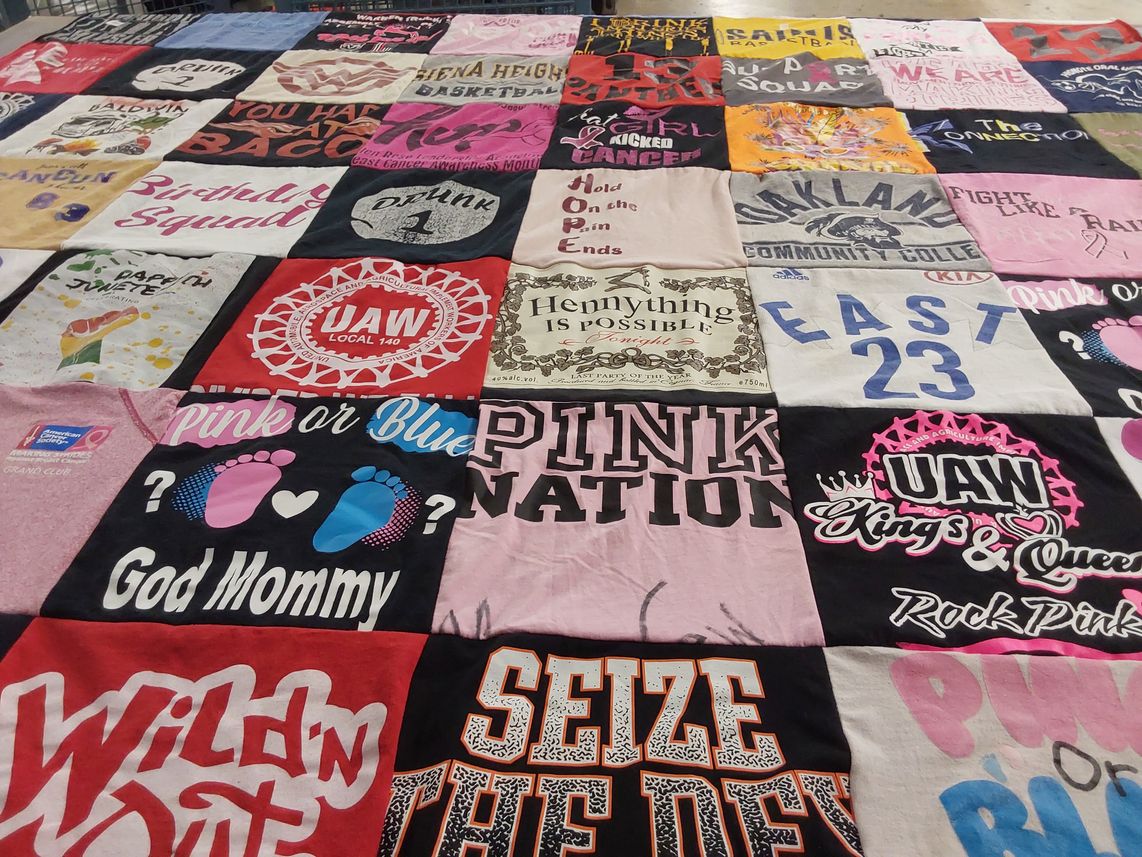 T-shirt quilt from oakland community college by Arnita from MI