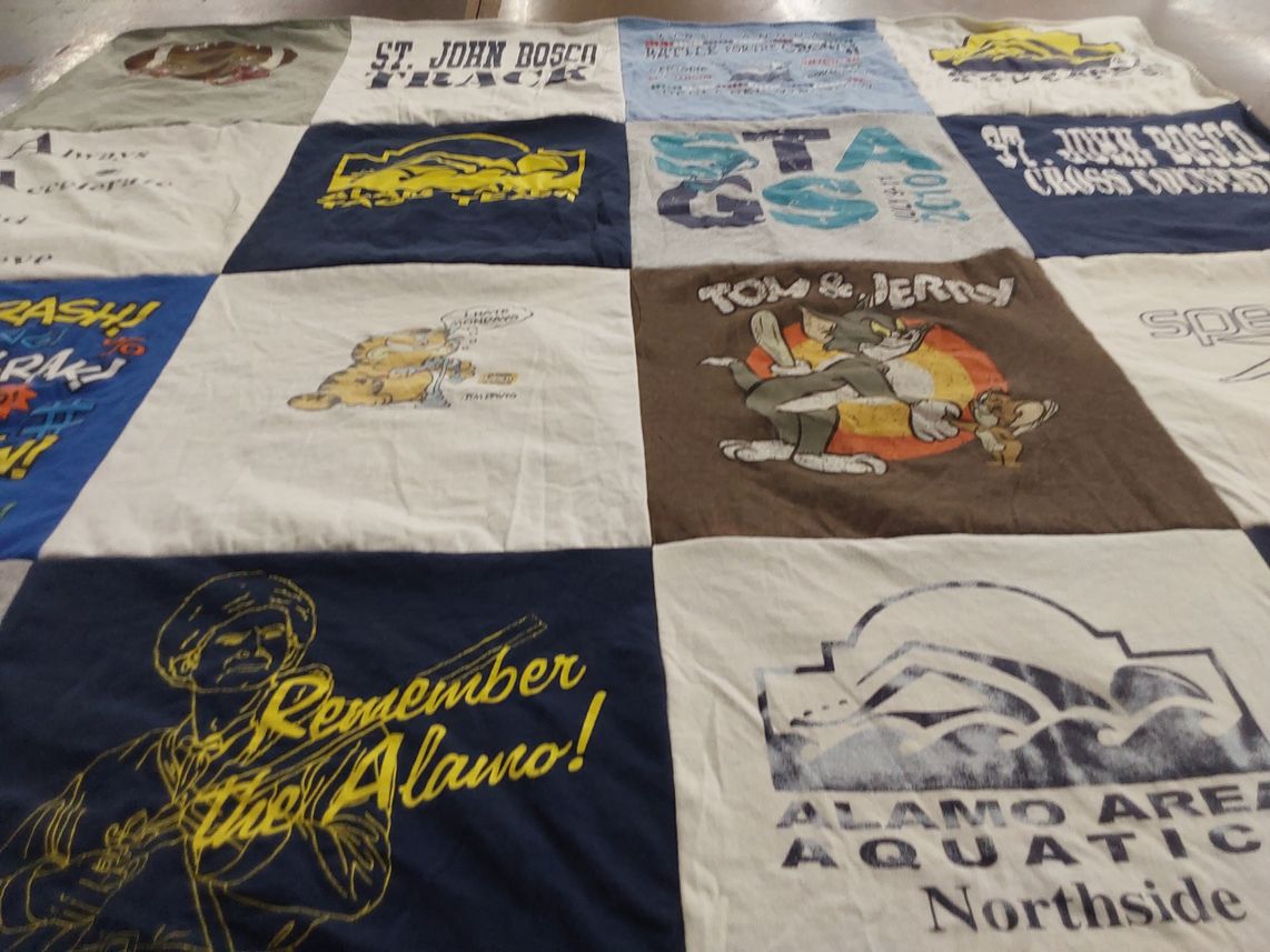 T-shirt quilt from st john bosco high school by Matthew from TX
