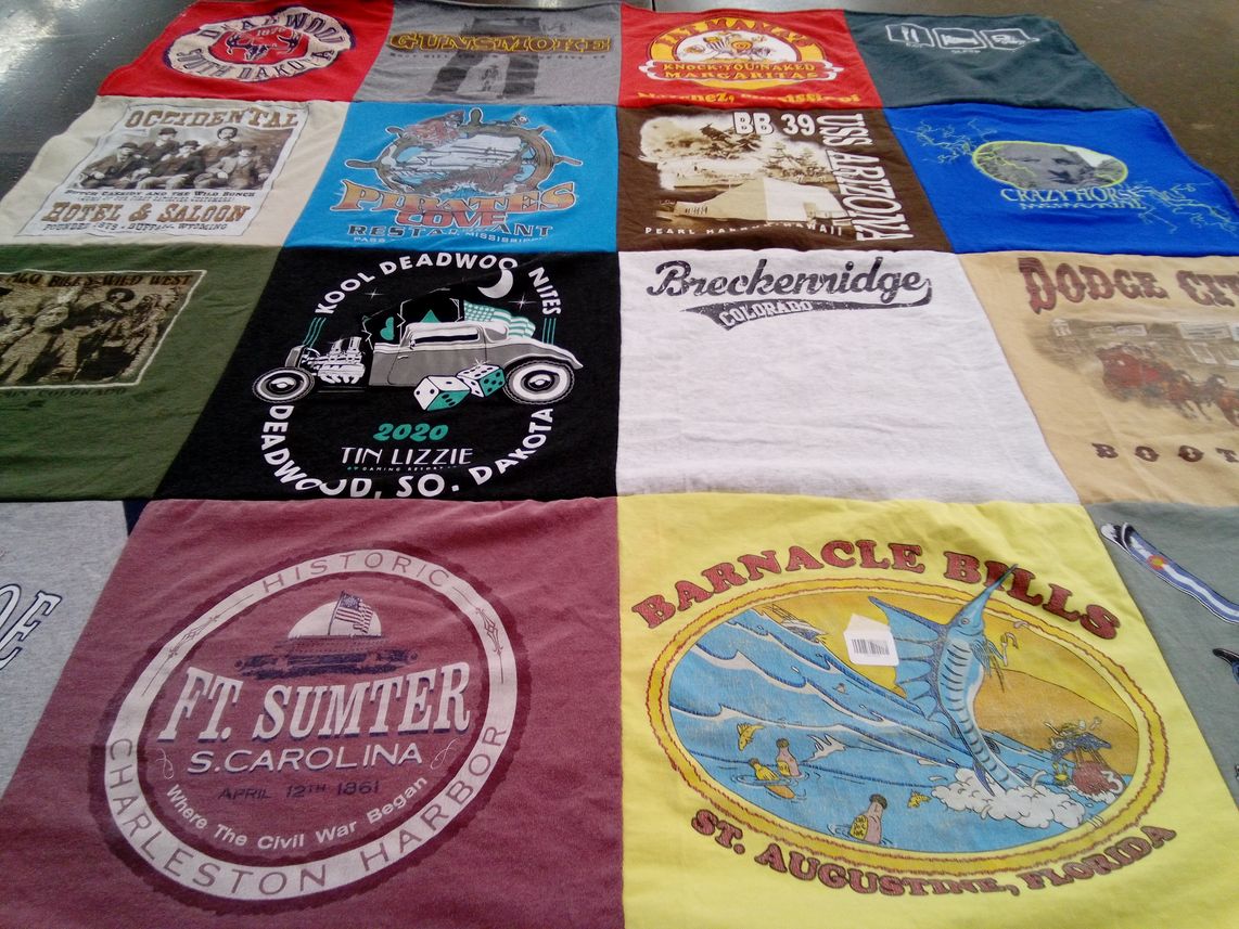 T-shirt quilt with history, travel themes by Darlene from TN