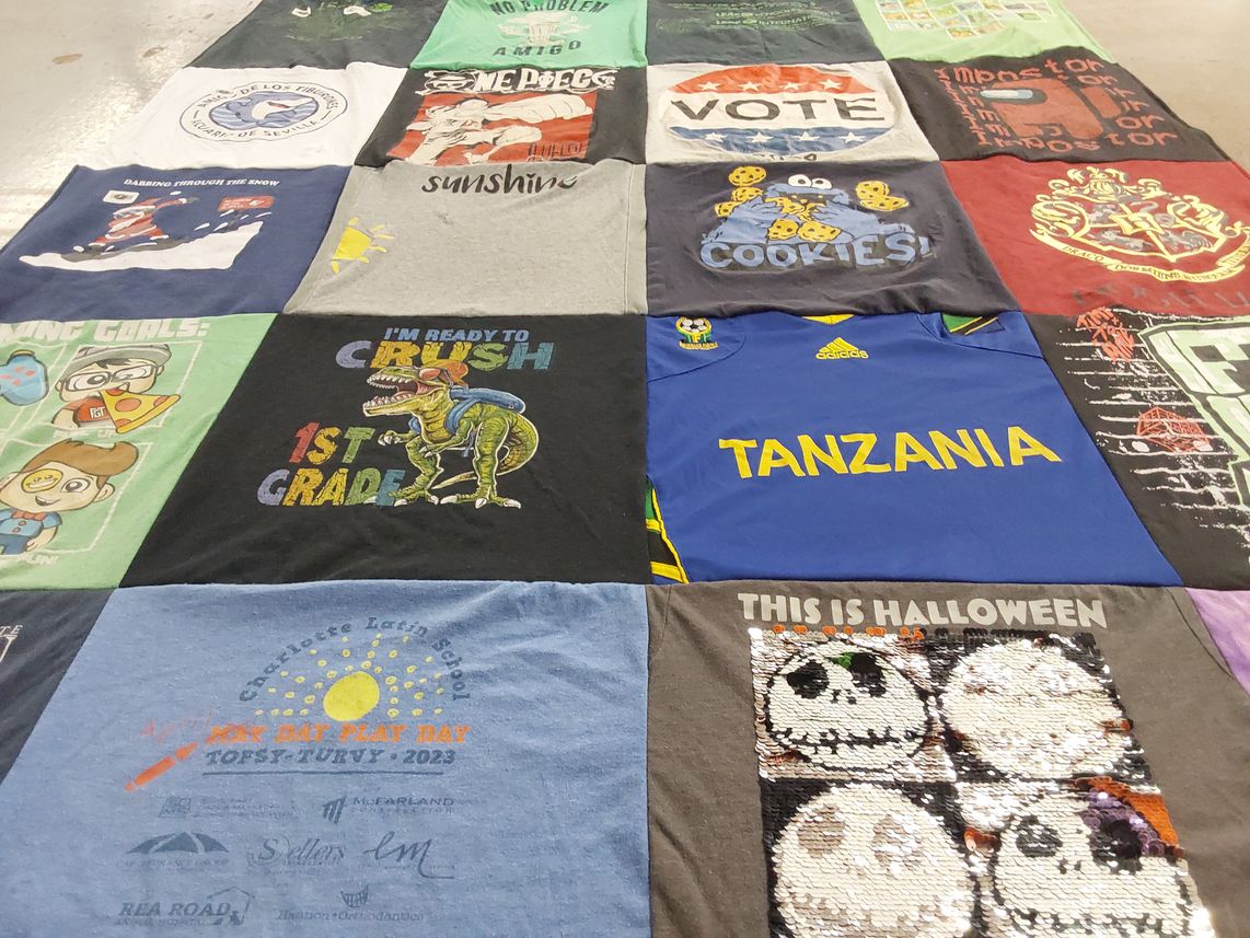 T-shirt quilt from charlotte latin school by Katy from CA