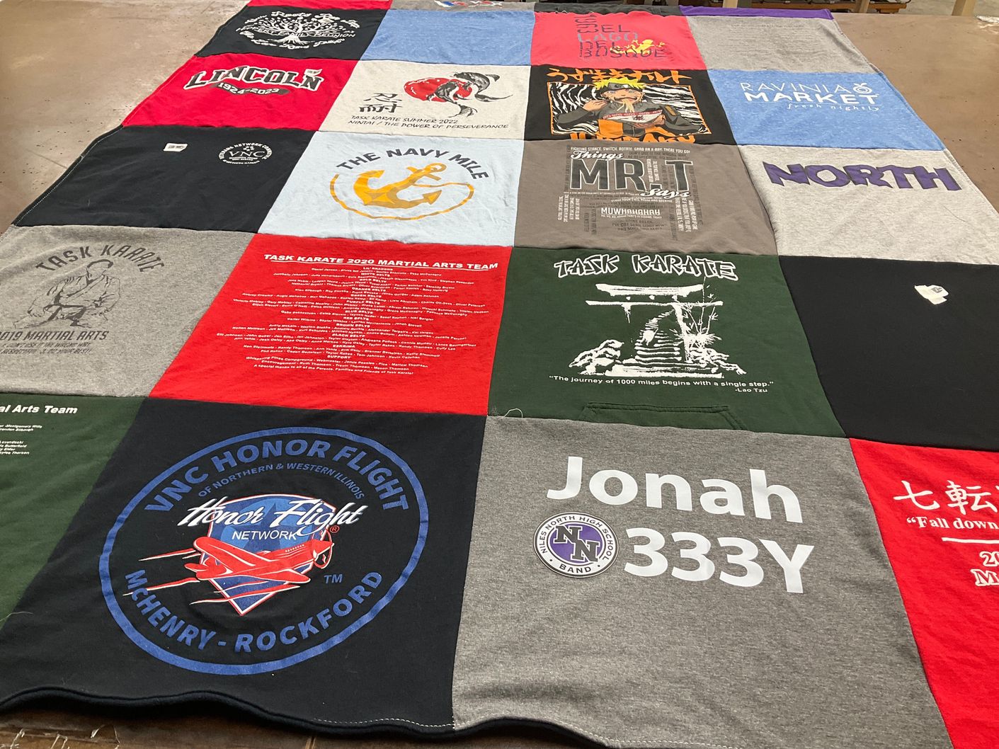 T-shirt quilt from north high school by Christine from IL