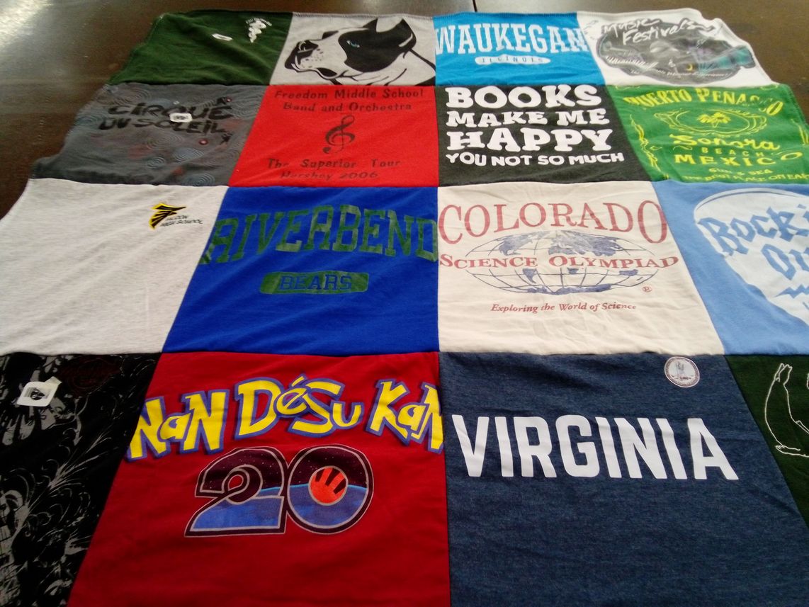 T-shirt quilt from riverbend high school, freedom middle school by Victoria from CO