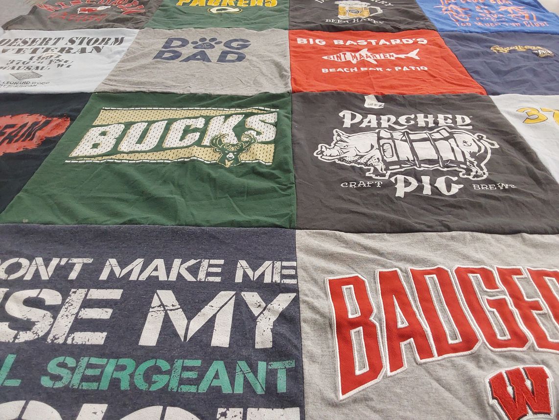 T-shirt quilt featuring milwaukee bucks by Jeaninne from WI