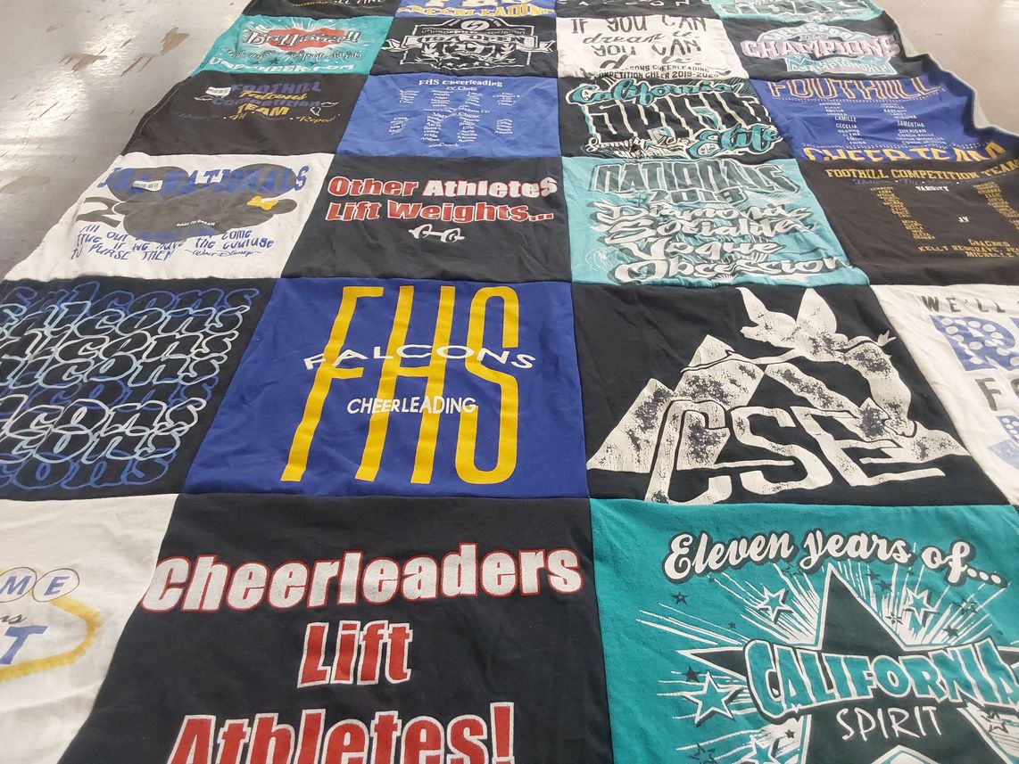 T-shirt quilt featuring fremont high school cheerleading by Michelle from CA