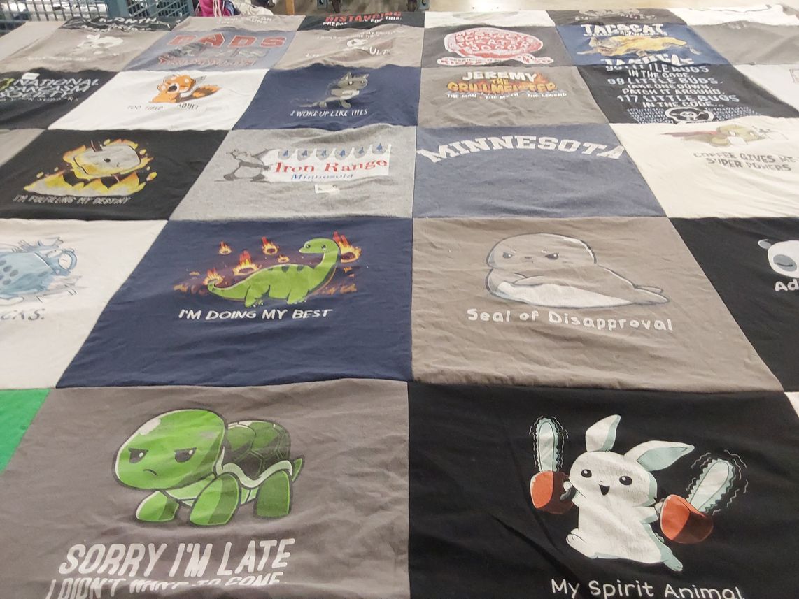 T-shirt quilt with humor, animals themes by Kirsten from MN