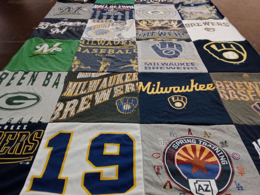 T-shirt quilt featuring milwaukee brewers by Shane from WI