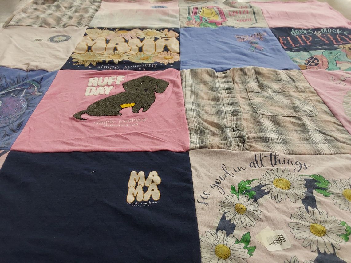 T-shirt quilt with southern culture, pets themes by Donna from NC