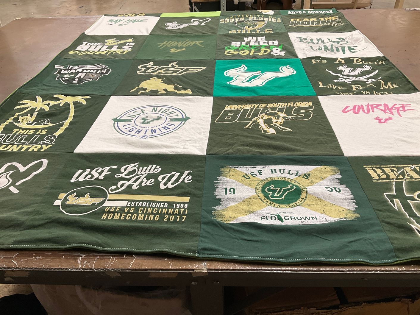 T-shirt quilt featuring university of south florida bulls by Karla from FL