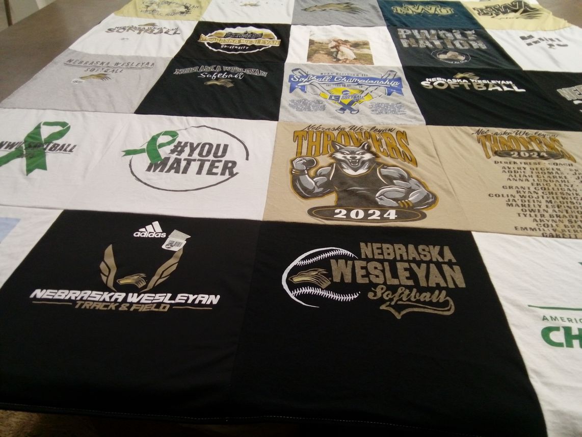 T-shirt quilt from nebraska wesleyan university by Tamara from UT