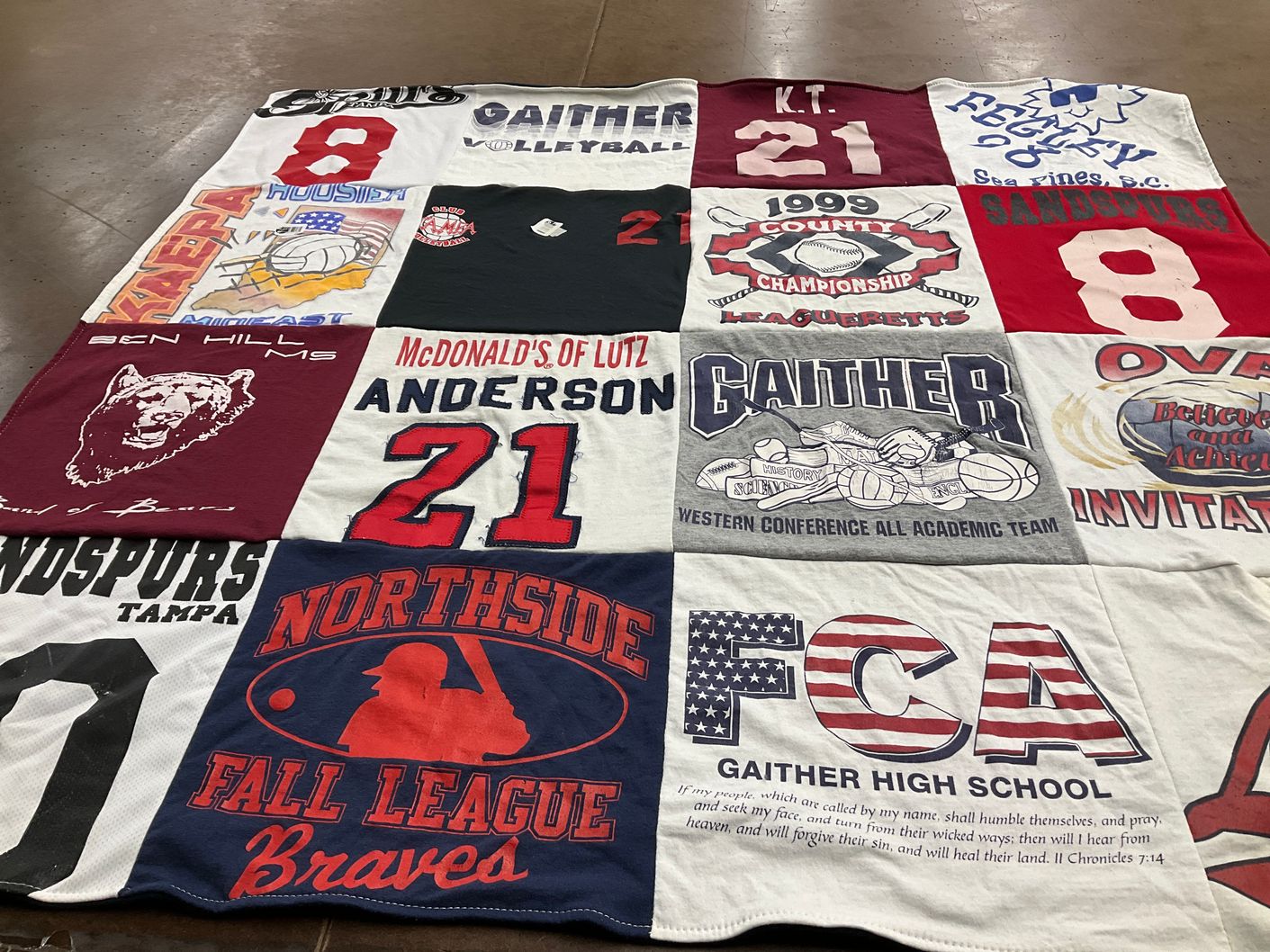 T-shirt quilt featuring northside braves by Betsy from FL