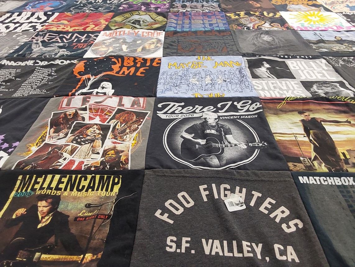 T-shirt quilt with music, bands themes by Emily  from OK