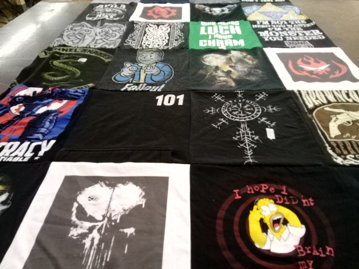T-shirt quilt with gaming, comics themes by Ty from CA