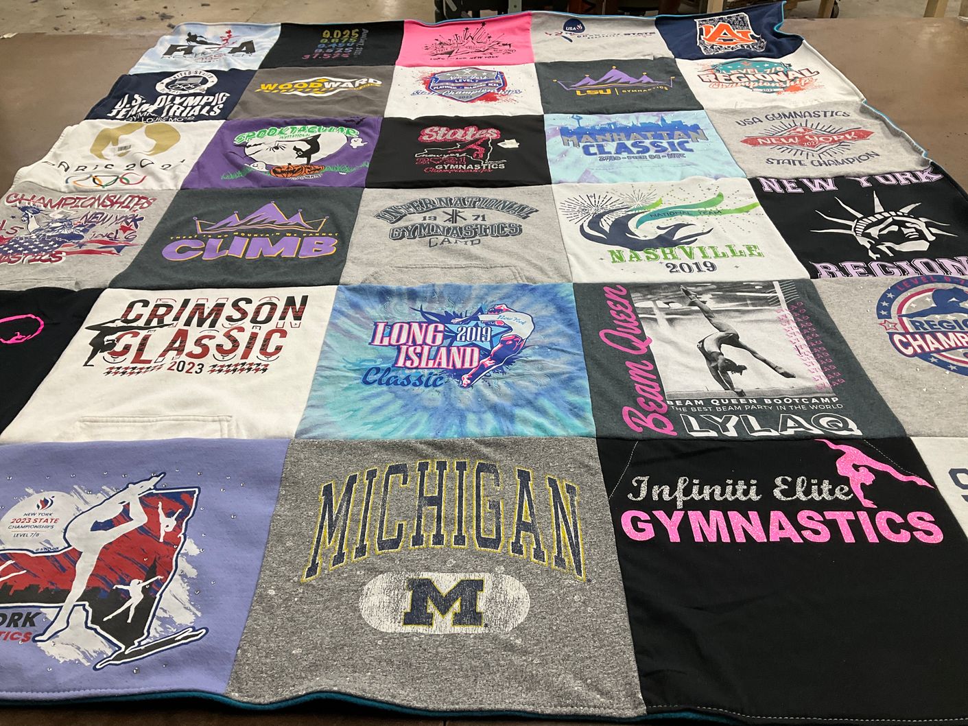 T-shirt quilt featuring lsu tigers, auburn university gymnastics by keri from NY