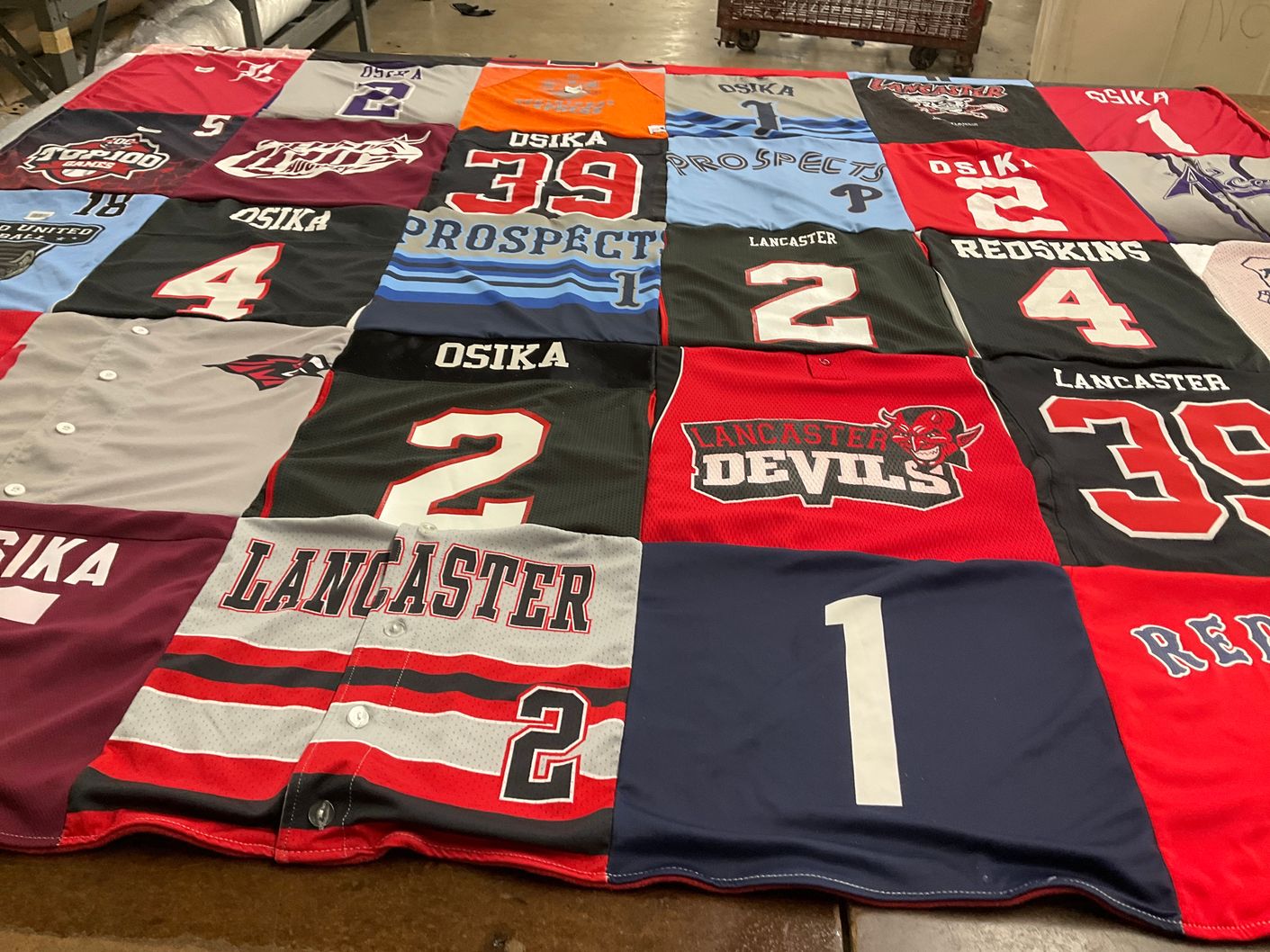 T-shirt quilt featuring lancaster devils, osika redskins by Danyelle from NY